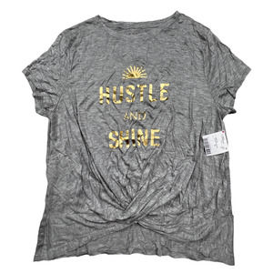 Nel + Lo Women XL Gray Hustle & Shine Crop Active Short Sleeve T Shirt Tee Top